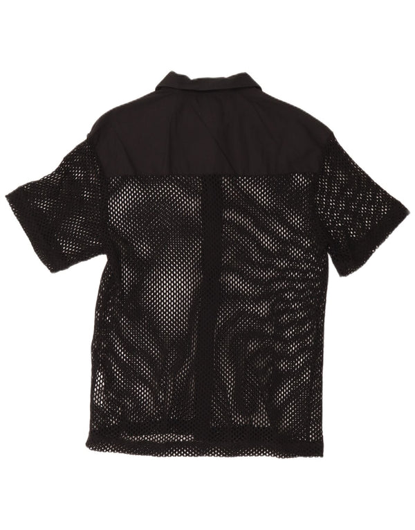 Zara Hombre Camisa Manga Corta Mediana Negro Algodón