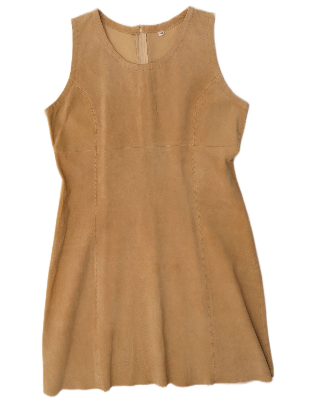VINTAGE Vestido de tubo de ante sin mangas para mujer IT 44 Cuero beige medio