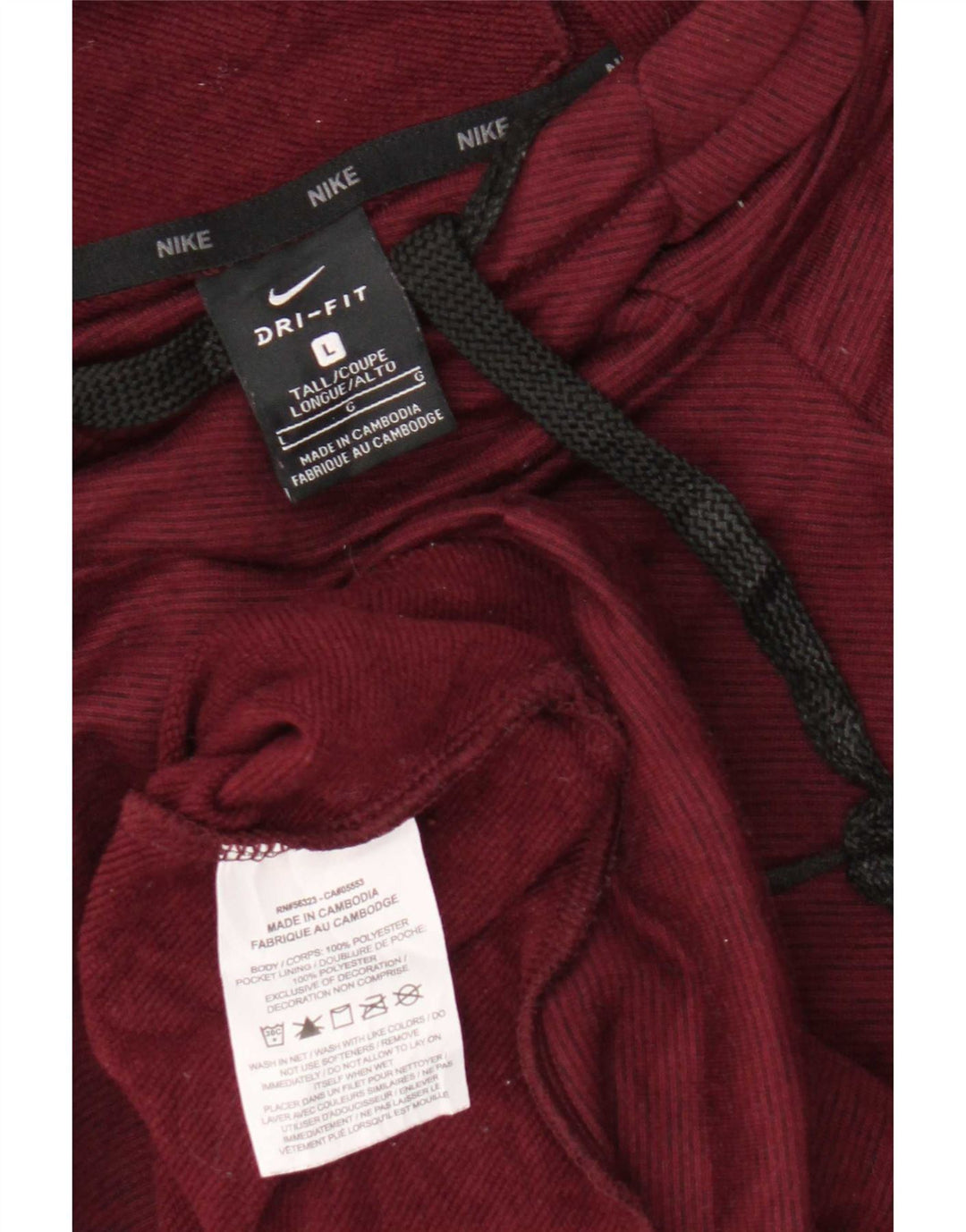 Nike Dri Fit Sudadera con capucha para hombre, tamaño grande, poliéster burdeos