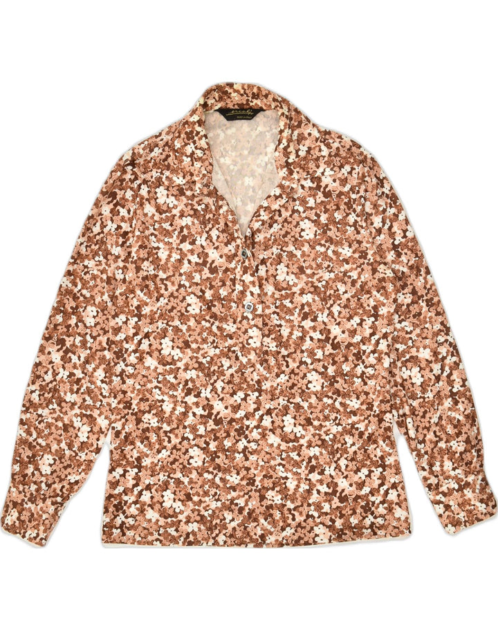 VINTAGE Womens Pullover Shirt UK 14 Medium Brown Floral | Vintage Vintage | Thrift | Second-Hand Vintage | Used Clothing | Messina Hembry 