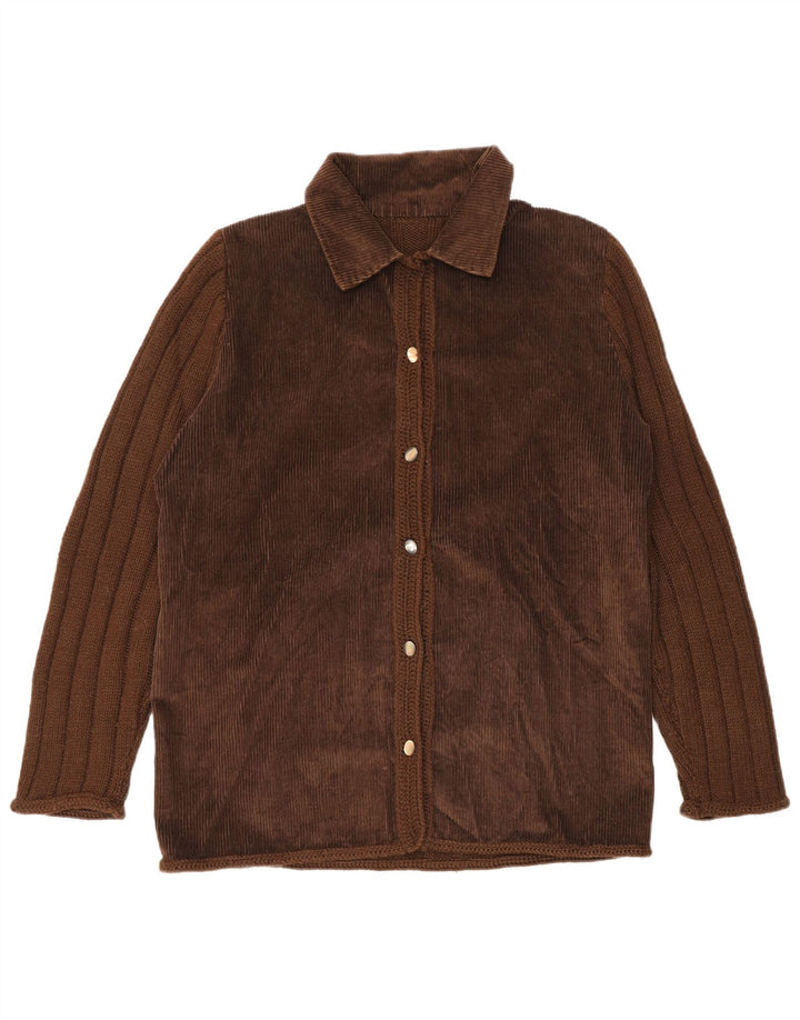 Vintage mujer Cardigan suéter Reino Unido 14 marrón grande