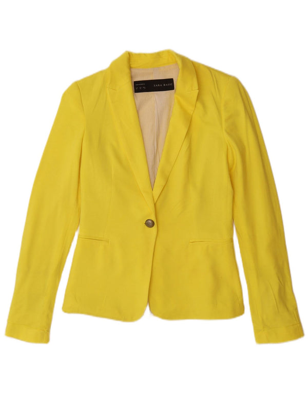 Zara Mujer Chaqueta Blazer De 1 Botón UK 6 XS Viscosa Amarilla
