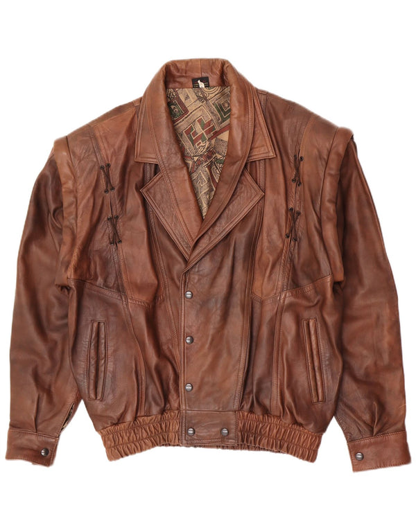 Vintage chaqueta de cuero para hombre Reino Unido 40 cuero marrón grande