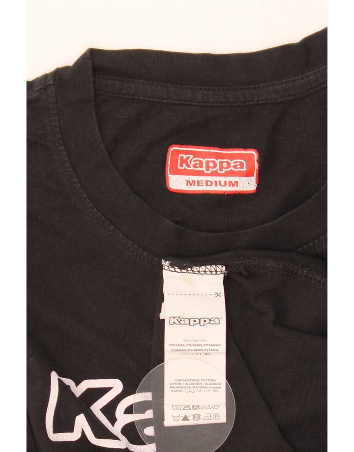 Kappa Hombre Camiseta Gráfica Top Medium Negro Algodón