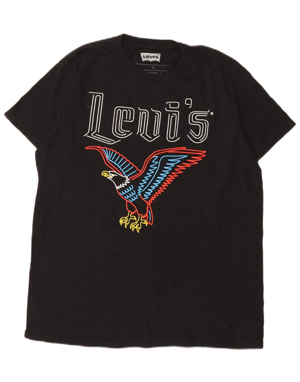 Levi's Camiseta gráfica para hombre Top grande de algodón negro