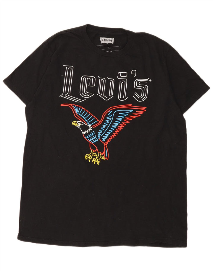 Levi's Camiseta gráfica para hombre Top grande de algodón negro