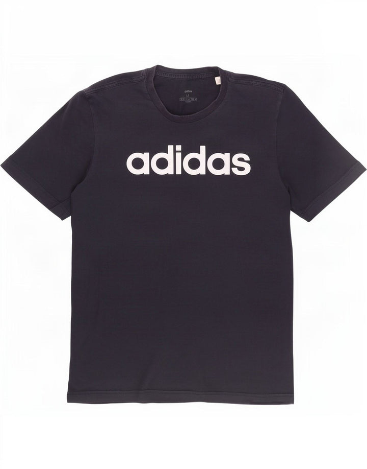 Adidas Hombre Camiseta Gráfica Top Medio Azul Marino Algodón