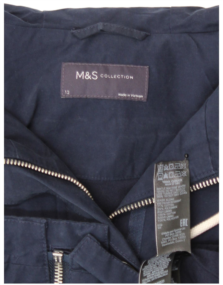 Marks & Spencer Chaqueta utilitaria con capucha para mujer UK 12 Medium Azul marino Algodón