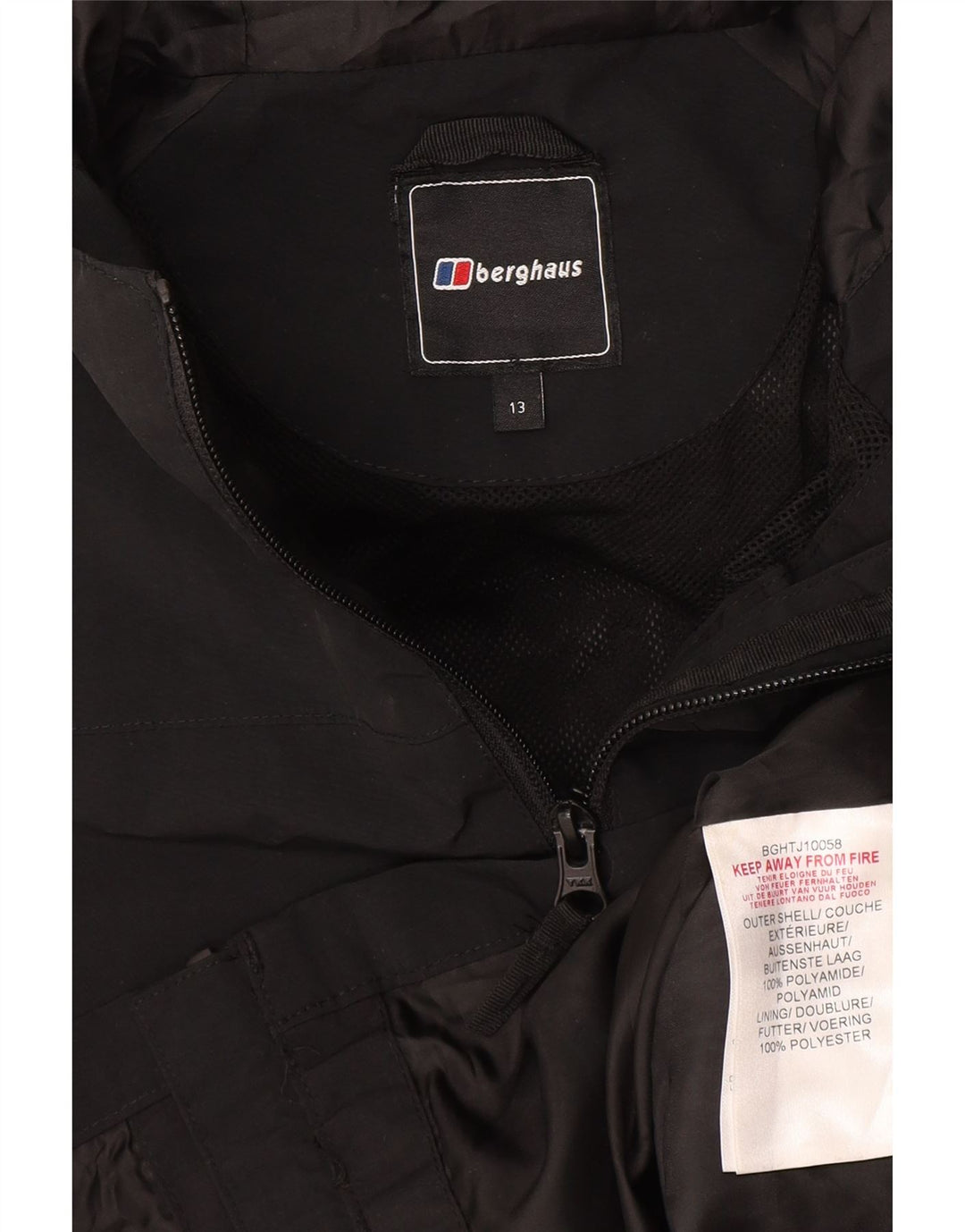 Berghaus Chubasquero con capucha para niños 12-13 años Negro Poliamida