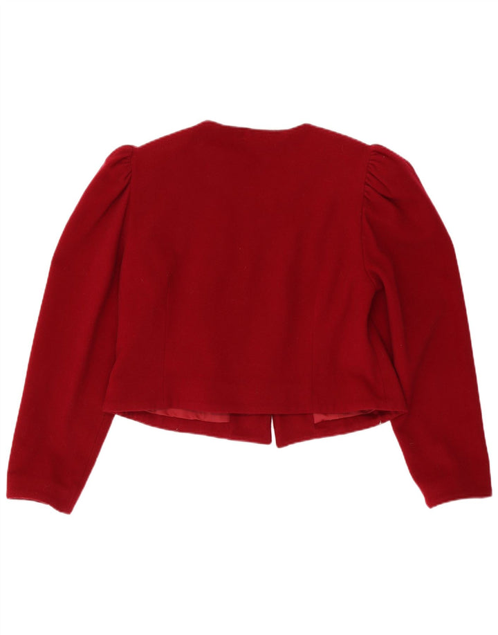 Vintage mujer 3 botones crop blazer chaqueta IT 44 lana roja mediana