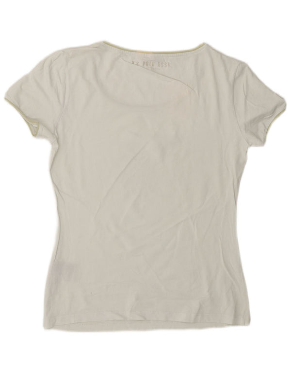 Asociación de Polo de EE. UU. Camiseta gráfica para mujer Top UK 10 Small White Cotton