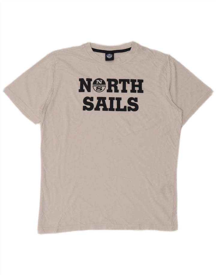 North Sails - Camiseta gráfica para hombre, talla pequeña, algodón blanco