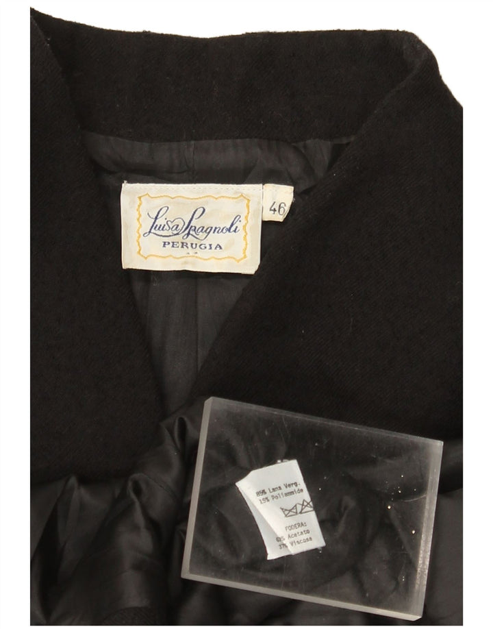 Luisa Spagnoli Chaqueta Blazer de 3 Botones para Mujer IT 46 Grande Lana Negra