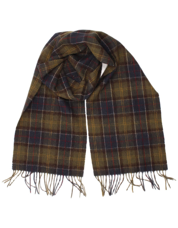 Barbour Bufanda rectangular para hombre talla única color caqui a cuadros de lana de cordero clásica