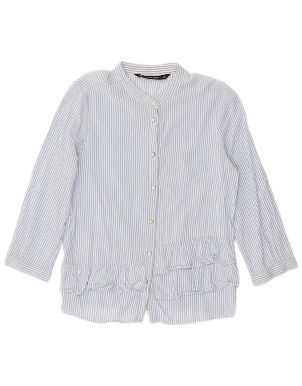 ZARA Mujer Camisa Manga 3/4 UK 6 XS Viscosa Rayas Azules