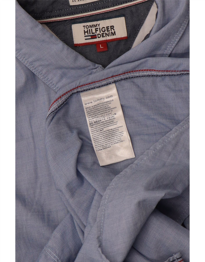 TOMMY HILFIGER Camisa para hombre Grande Azul Algodón