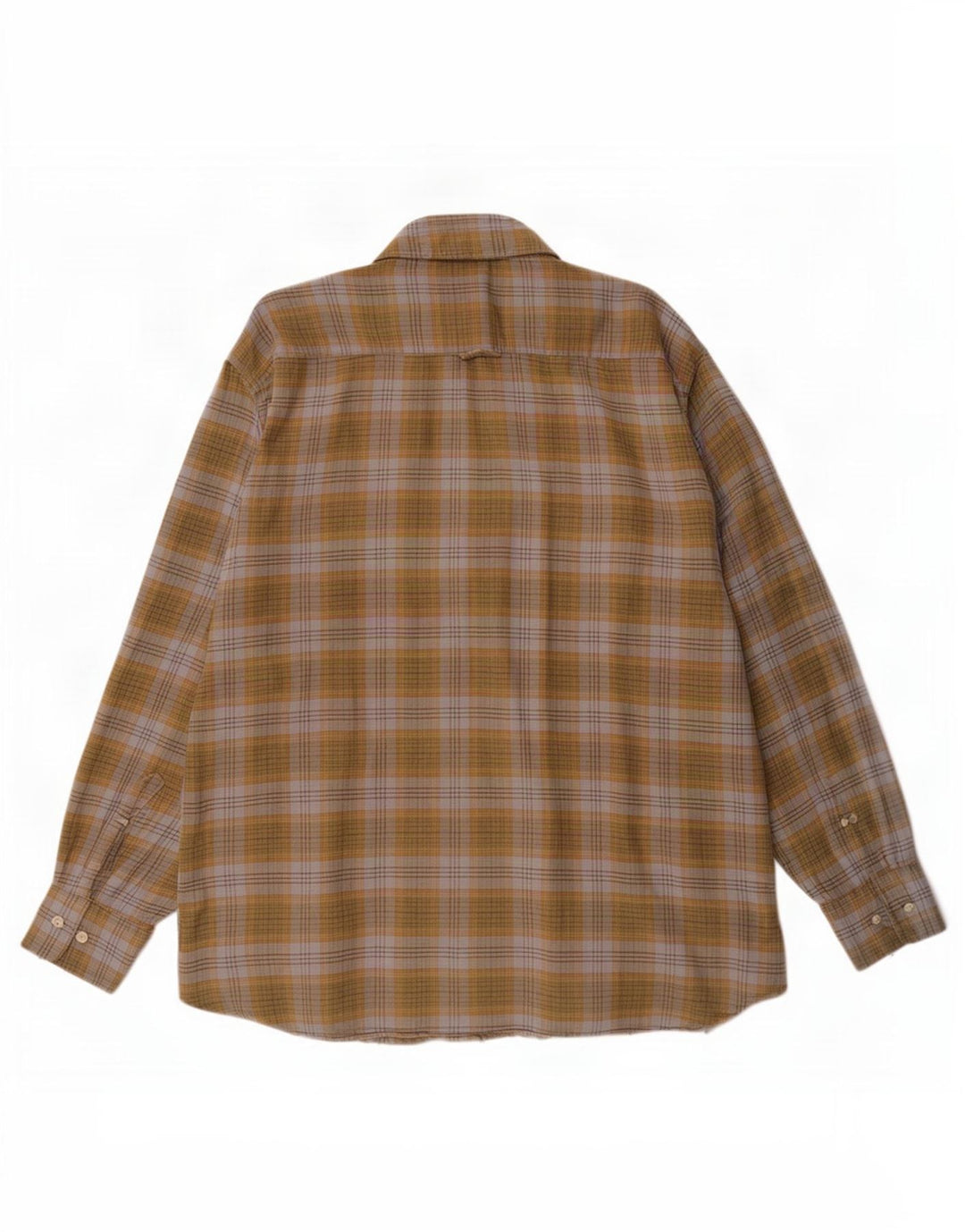 Barbour Hombre Camisa De Franela De Algodón A Cuadros Caqui Grande