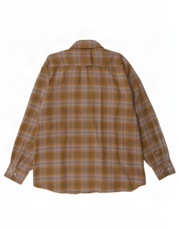 Barbour Hombre Camisa De Franela De Algodón A Cuadros Caqui Grande