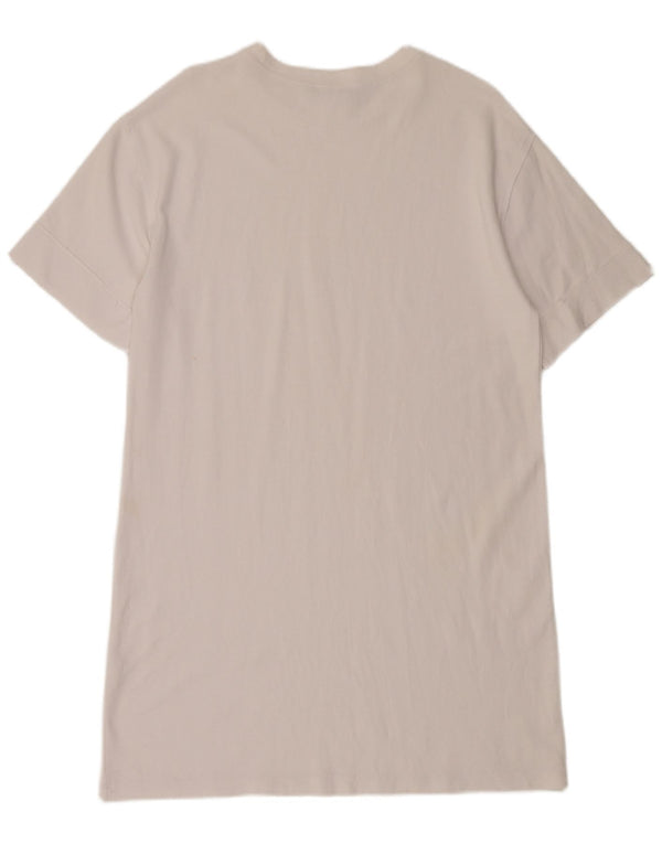 Zara Camiseta Mujer Top UK 40 Grande Algodón Blanco Roto