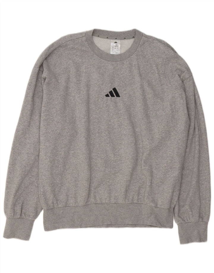Adidas - Sudadera gráfica para hombre, jersey grande de algodón moteado gris