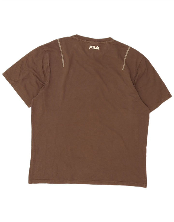 Fila - Camiseta para hombre, talla grande, algodón marrón