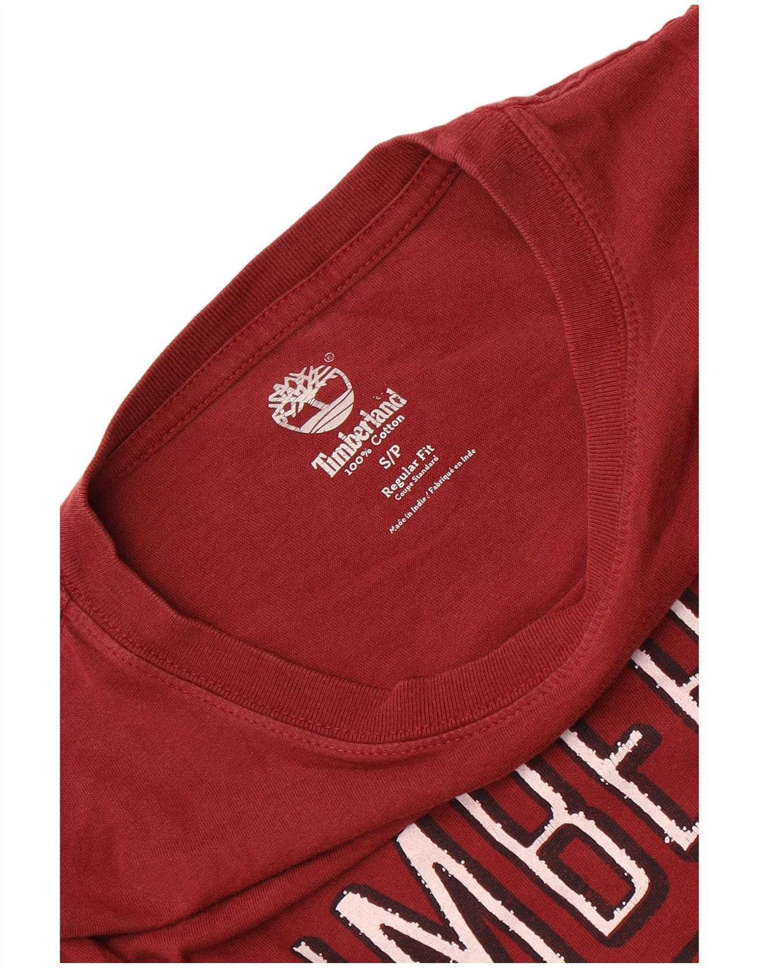 Timberland Hombre Regular Fit Graphic Top Manga Larga Pequeño Algodón Rojo