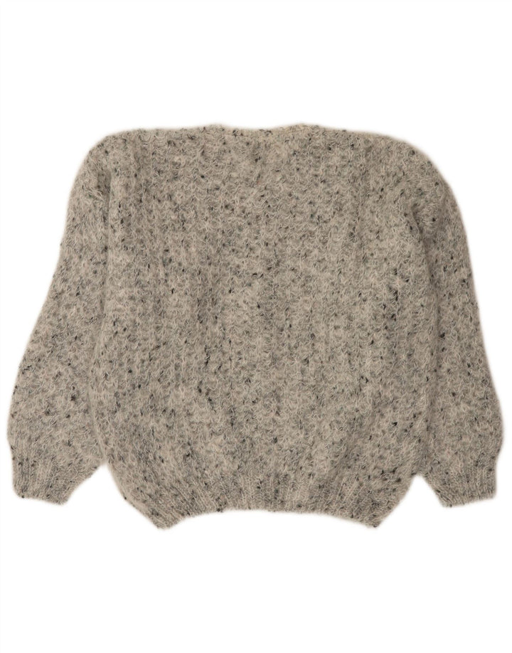VINTAGE suéter cárdigan de gran tamaño para mujer Reino Unido 18 XL gris moteado