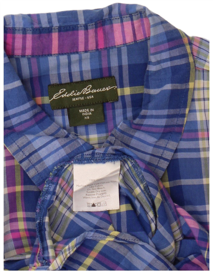 Eddie Bauer Camisa holgada para mujer UK 6 XS Algodón a cuadros azules