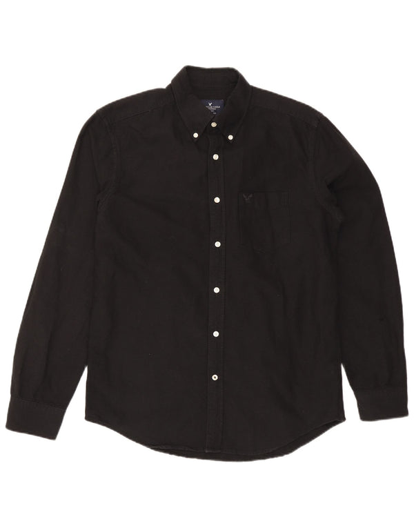 American Eagle Camisa de corte clásico para hombre Algodón negro mediano