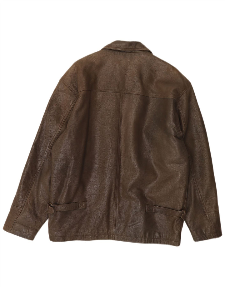 Vintage chaqueta de cuero para hombre Reino Unido 38 cuero caqui medio