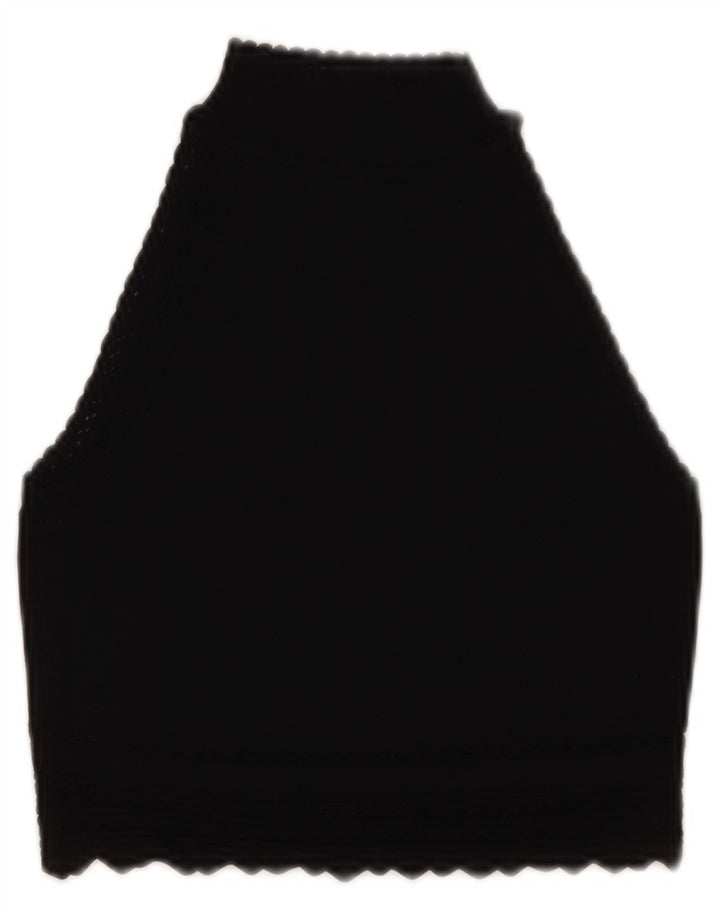 Zara Mujer Crop Vest Tank Top UK 8 Small Negro