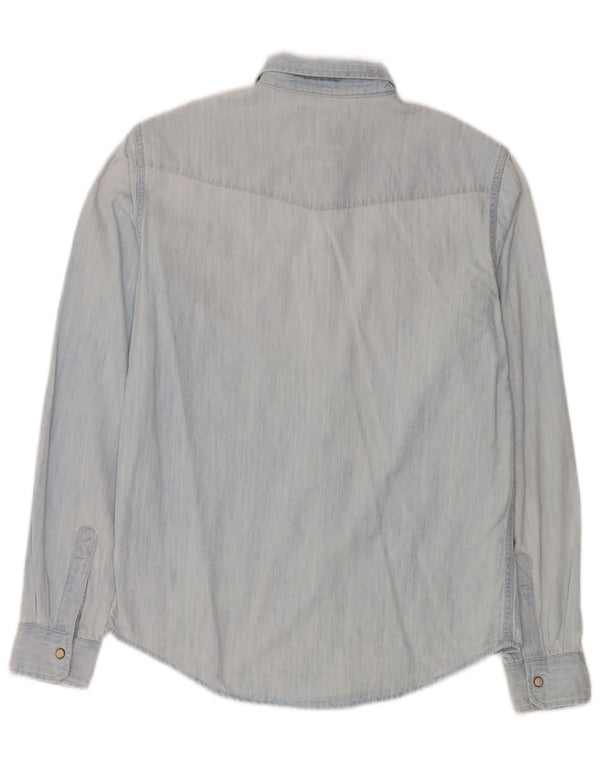 Zara Hombre Camisa Vaquera Azul Medio