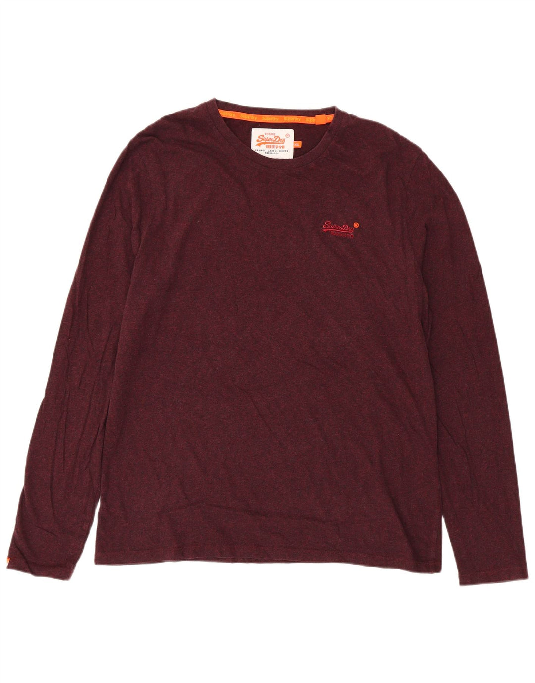 Superdry Hombre Top Manga Larga 2XL Algodón Borgoña