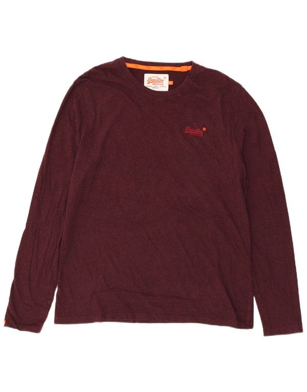 Superdry Hombre Top Manga Larga 2XL Algodón Borgoña