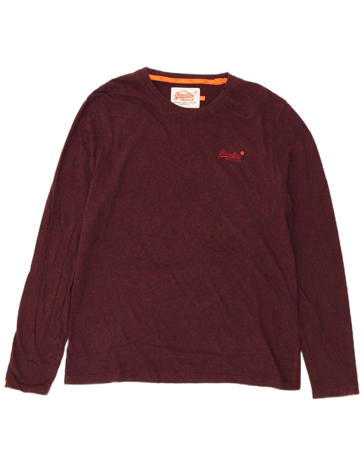 Superdry Hombre Top Manga Larga 2XL Algodón Borgoña
