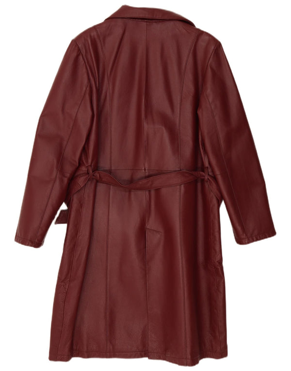 Abrigo de cuero vintage para mujer IT 50 XL cuero burdeos