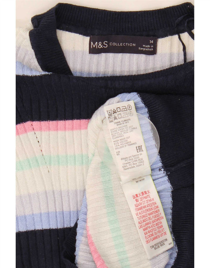 Marks & Spencer Jersey con cuello barco para mujer, talla 44, talla mediana, azul marino