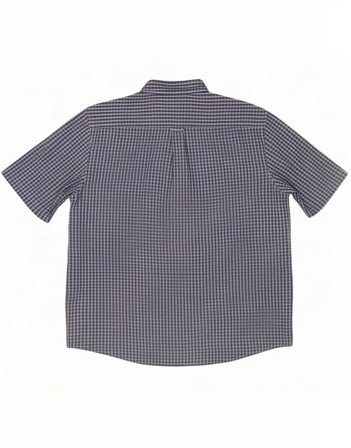 James Pringle Camisa de manga corta para hombre XL Poliéster a cuadros azul marino