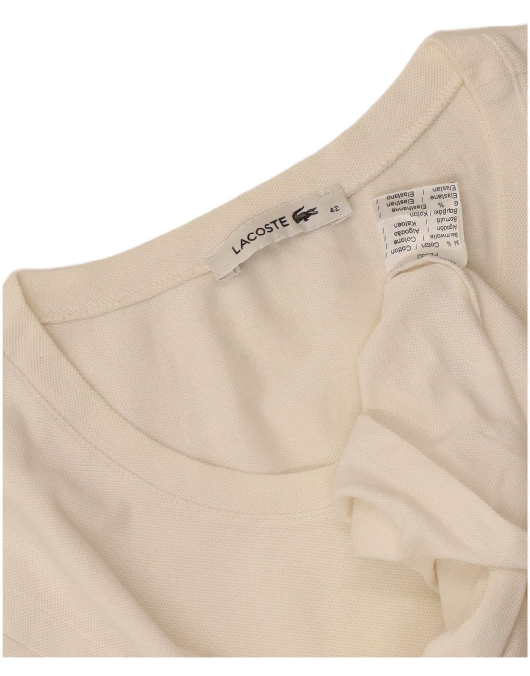 Camiseta Lacoste Mujer Top Talla 42 Grande Algodón Blanco