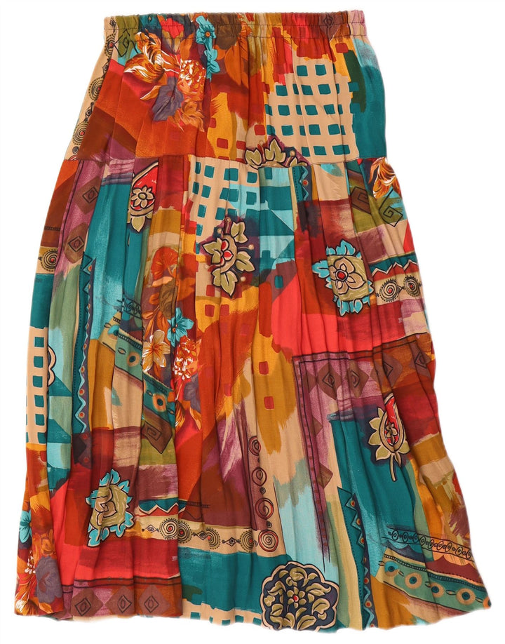 Falda acampanada vintage para mujer grande W34 viscosa patchwork multicolor