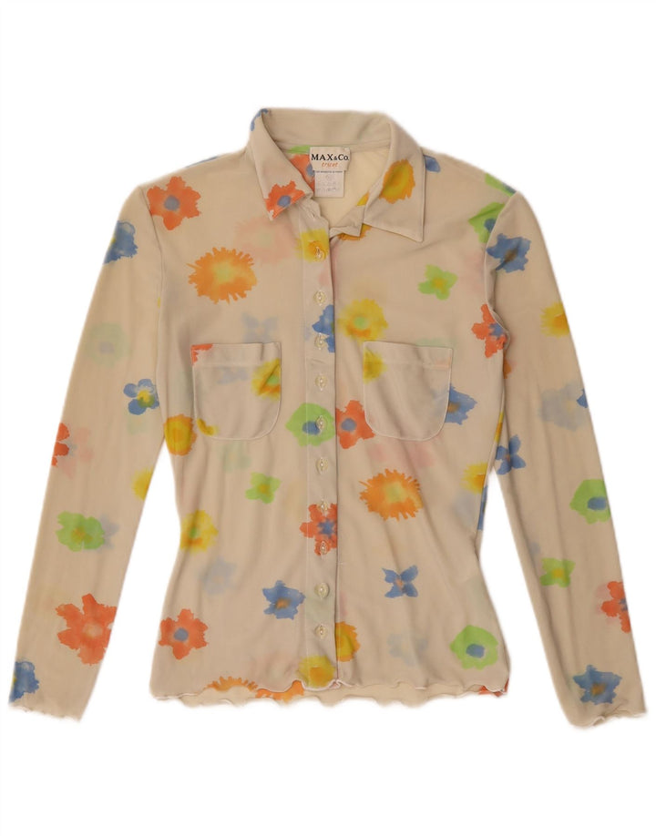 Max & Co. Blusa camisera para mujer UK 40 Mediana Off White Floral
