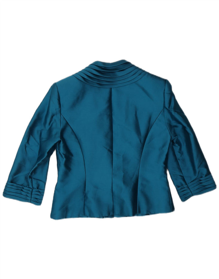 MON CHERI Womens 1 Button Blazer Jacket UK 8 Small Turquoise Silk Wedding