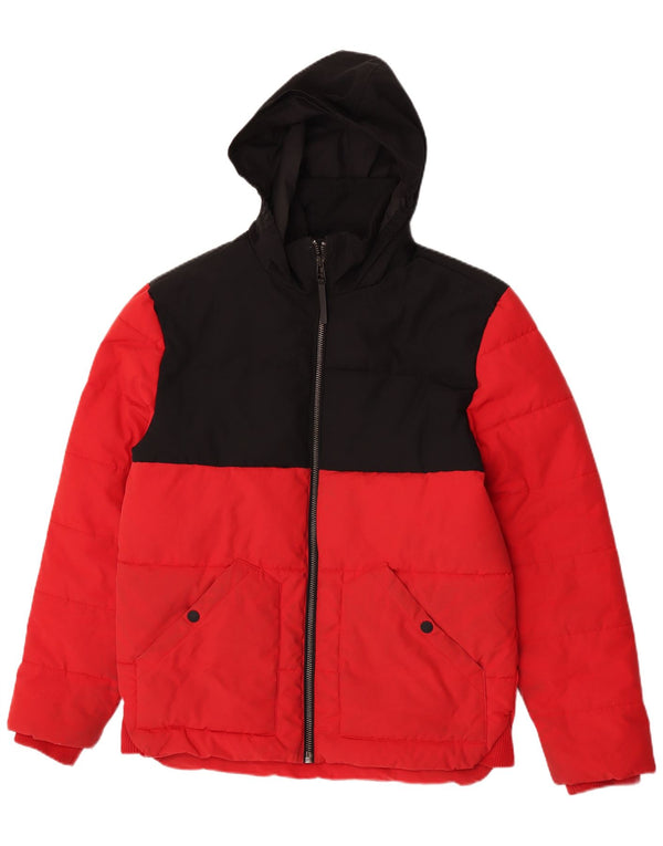 Marks & Spencer Chaqueta acolchada con capucha para hombre UK 38 Medium Red Colourblock