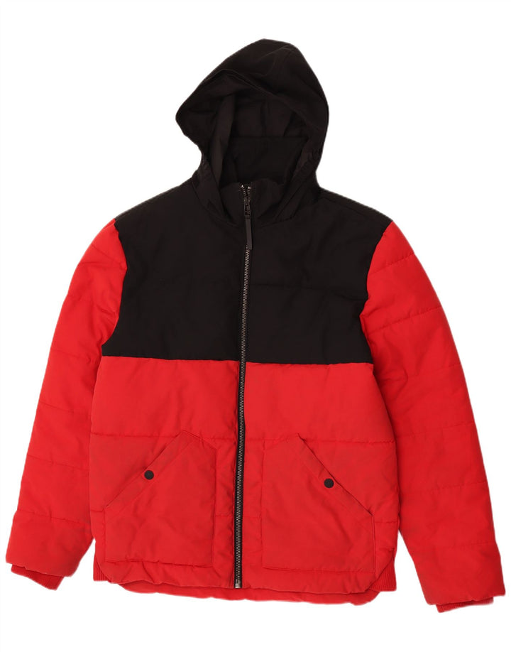 Marks & Spencer Chaqueta acolchada con capucha para hombre UK 38 Medium Red Colourblock