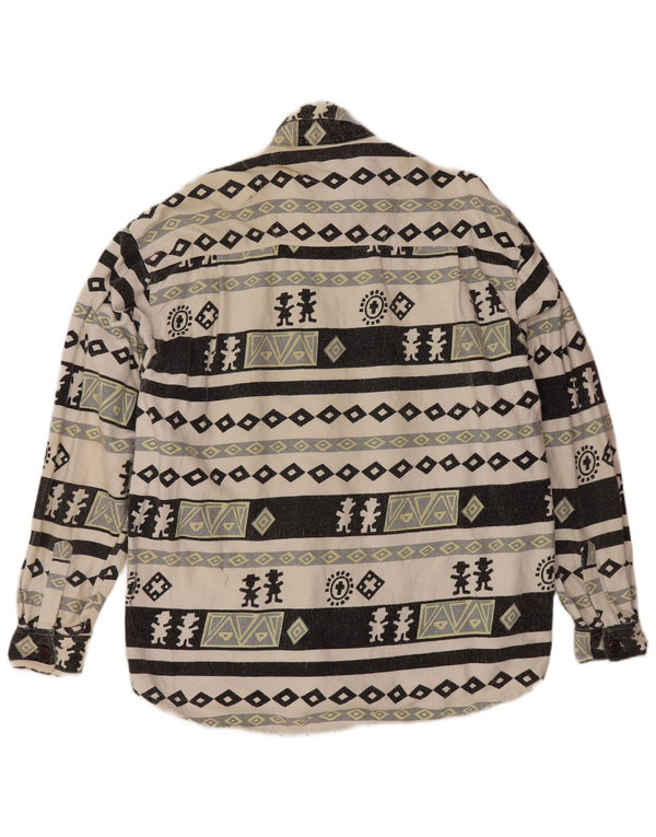 VINTAGE Camisa de franela de leñador para hombre Algodón geométrico gris grande