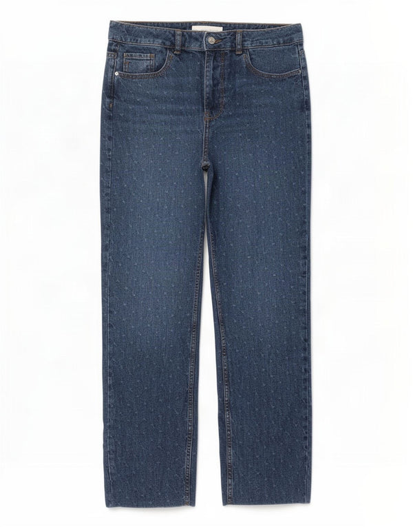 Zara Jeans Rectos Para Mujer EU 38 Small W28 L28 Azul Manchado