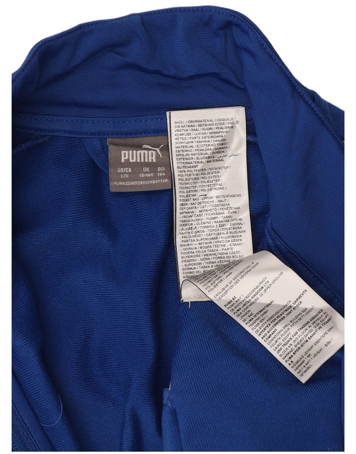 PUMA Boys Graphic Tracksuit Top Jacket 13-14 Years Blue Colourblock