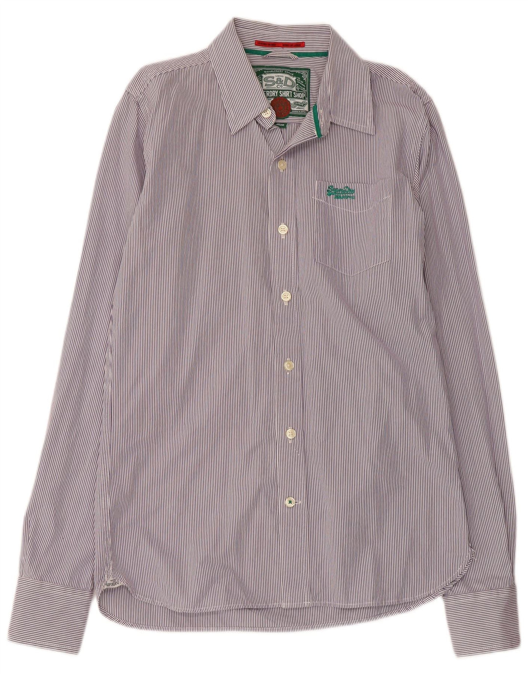 Camisa SUPERDRY Hombre Algodón Rayas Pintadas Morado Medio