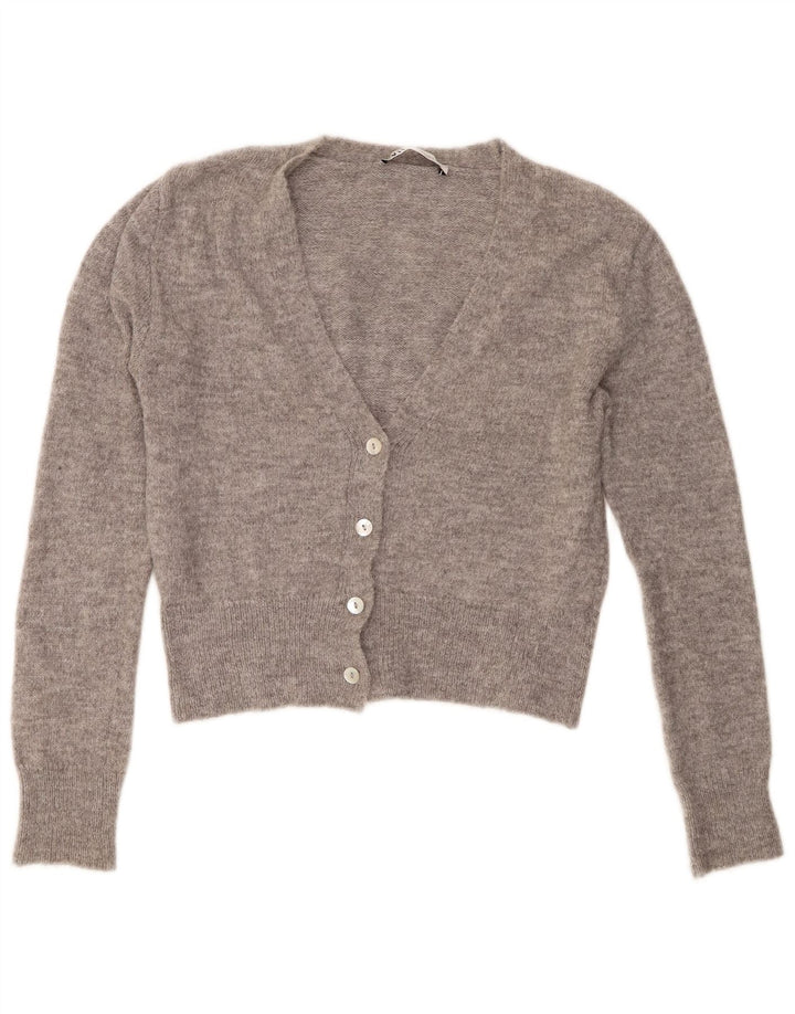 Zara Mujer Crop Cardigan Suéter UK 44 Gris Medio