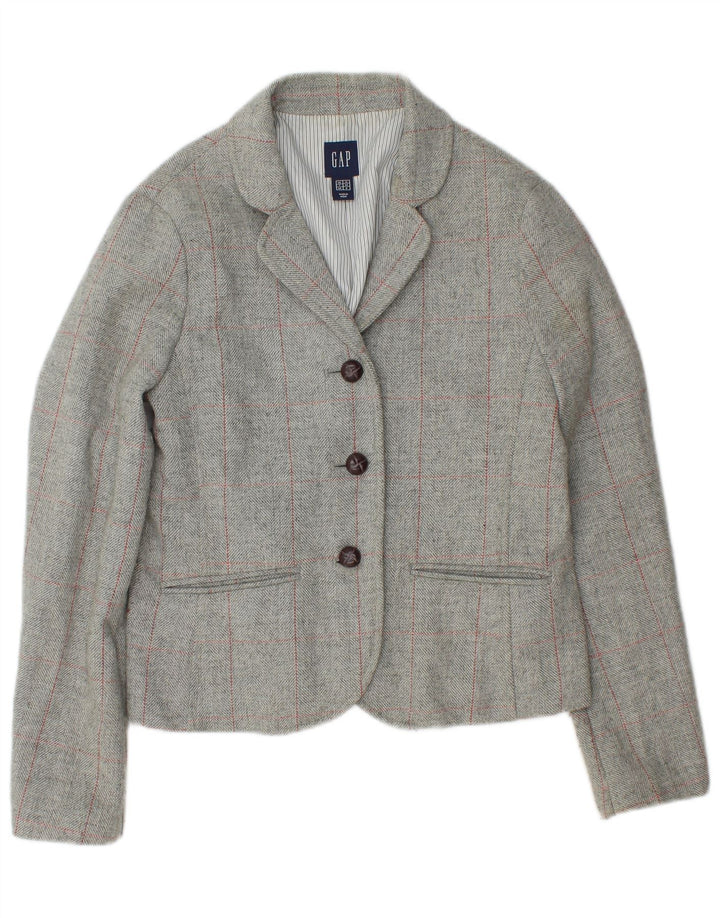 Gap Chaqueta tipo blazer de 3 botones para mujer UK 40 Lana a cuadros gris medio